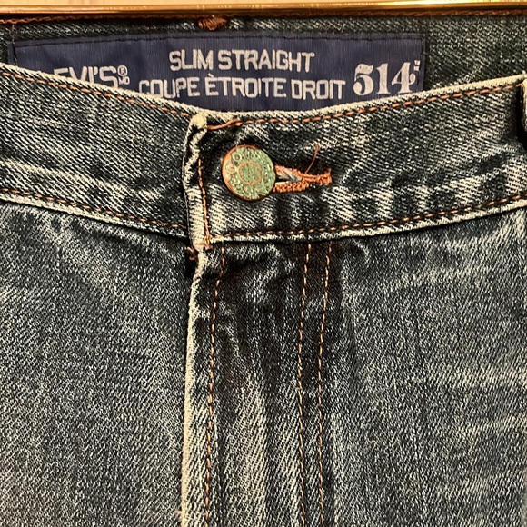 Levis 514 Jeans Mens 38 x 32 Slim Straight Stretch Medium Wash Denim - Picture 2 of 7